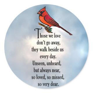 Cardinal "So Loved" Poem Classic Round Sticker