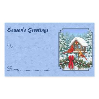 Cardinals Christmas Feast Blue Rectangular Sticker