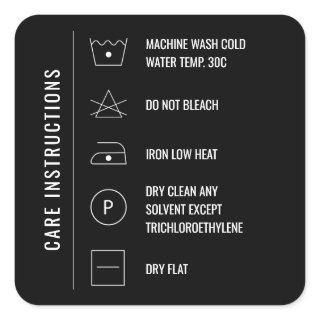 Care Instructions Clothing Product Square Stickers