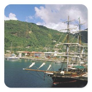 Caribbean, St. Lucia, Soufriere. Boats in Square Sticker