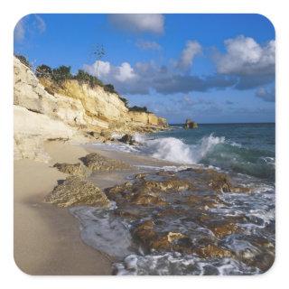 Caribbean, St. Martin, Cliffs at Cupecoy beach Square Sticker