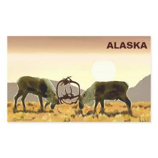 Caribou Duel - Alaska Rectangular Sticker