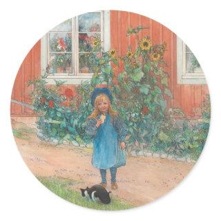 Carl Larsson - Brita With A Cat Classic Round Sticker