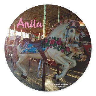 Carnival Fair Carousel Merry-Go-Roung Horse Classic Round Sticker