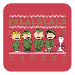Caroling Christmas Sweater Graphic Square Sticker