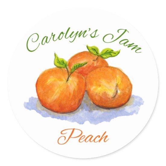 Carolyn's peach jam classic round sticker