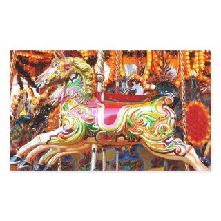 Carousel horse design rectangular sticker