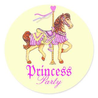 Carousel Horse Princess Party Classic Round Sticker