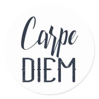 Carpe Diem Seize The Day Black Type Classic Round Sticker