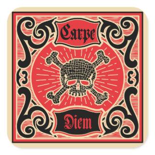 Carpe Diem Skull Square Sticker
