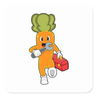 Carrot as Mechanic with Toolbox Square Sticker