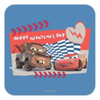 Cars Happy Valentine's Day Square Sticker