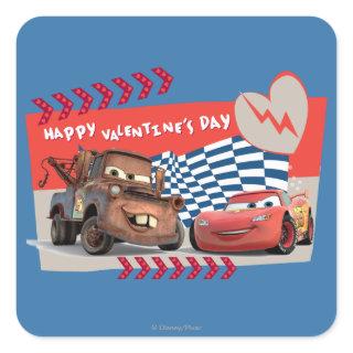 Cars Happy Valentine's Day Square Sticker