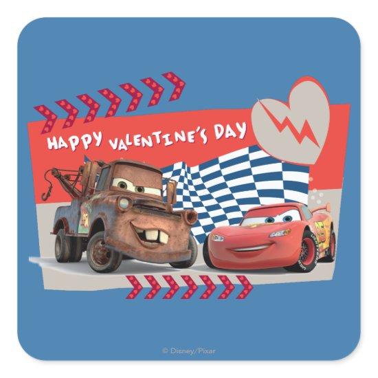 Cars Happy Valentine's Day Square Sticker