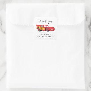 Cars - Lightning McQueen Birthday  - Thank You Square Sticker