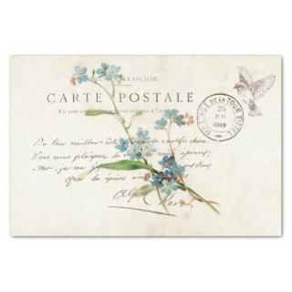 Carte Postale Forget Me Not French Script Bird Tis Tissue Paper