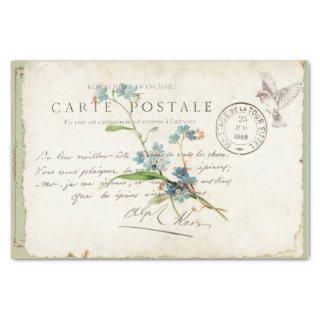 Carte Postale Forget Me Not French Script Bird Tissue Paper