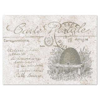 Carte Postale French Script Beehive Skep Decoupage Tissue Paper