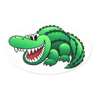 Cartoon Alligator Oval Sticker