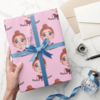 Cartoon Birthday Girl with Big Eyes