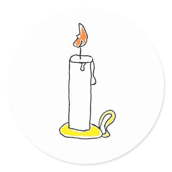 Cartoon Candle Holiday Candlestick Design Classic Round Sticker