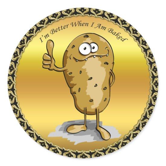 cartoon character potato with big eyes 3 classic round sticker