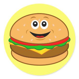Cartoon Cheeseburger Classic Round Sticker