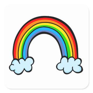 Cartoon Cloudy Sky Rainbow Promise Doodle Square Sticker