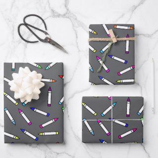 Cartoon Crayon Pattern Light Gray  Sheets