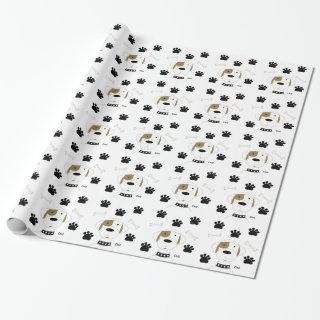 Cartoon Dog with Paw Prints