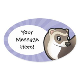 Cartoon Ferret Oval Sticker