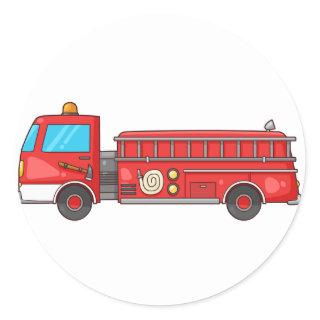 Cartoon Fire Truck/Engine Classic Round Sticker