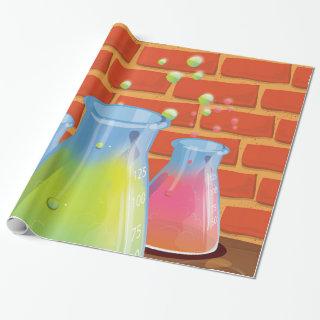 Cartoon Glass Science equipment on a bench