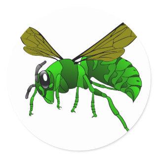 Cartoon green and lime hornet wasp bee classic round sticker