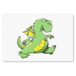 Cartoon green dragon walking on his back feet tissue paper