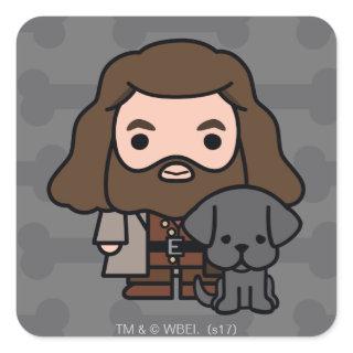 Cartoon Hagrid and Fang Character Art Square Sticker