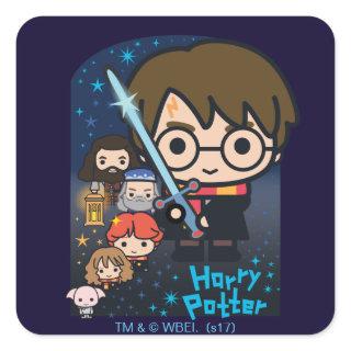 Cartoon Harry Potter Chamber of Secrets Graphic Square Sticker