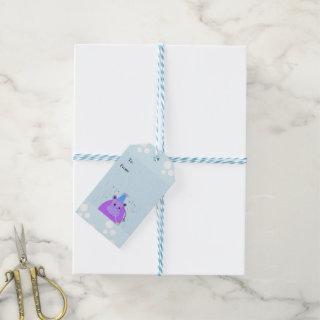 Cartoon Hippo in a Party Hat Gift Tags