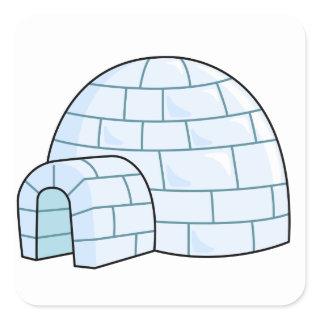 Cartoon Igloo Square Sticker