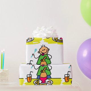 Cartoon Kid Enjoying Meal with Juice and Egg