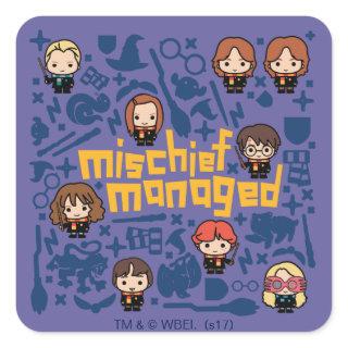 Cartoon "MISCHIEF MANAGED™" Graphic Square Sticker