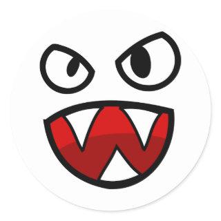 Cartoon Monster Eyes and Mouth with Sharp Teeth Classic Round Sticker