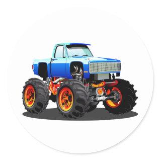 Cartoon monster truck classic round sticker