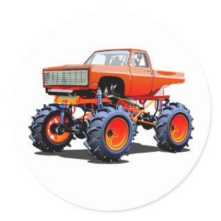 Cartoon monster truck classic round sticker