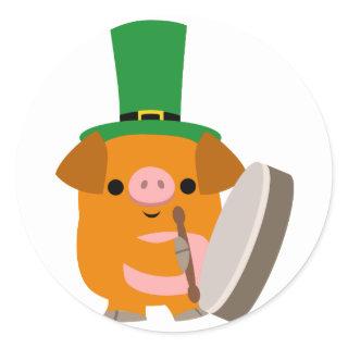Cartoon Pig playing Bodhran :) St Patty sticker