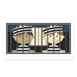 Cartoon Prisoners in Jail Cell Rectangular Sticker