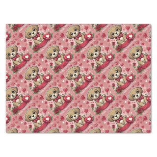 Cartoon Puppy with Valentine's Day Hearts Tissue Paper