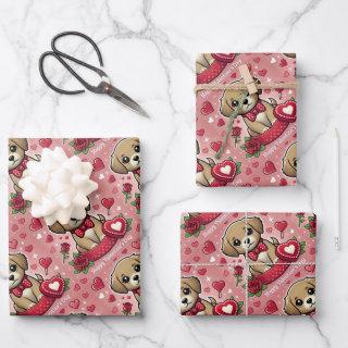 Cartoon Puppy with Valentine's Day Hearts  Sheets