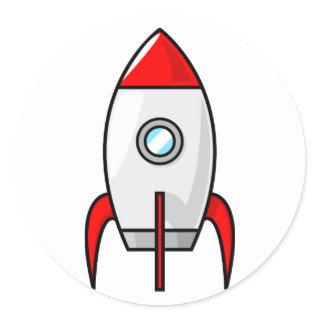 Cartoon Rocket Classic Round Sticker