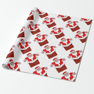 cartoon Santa Claus got stuck in the chimney